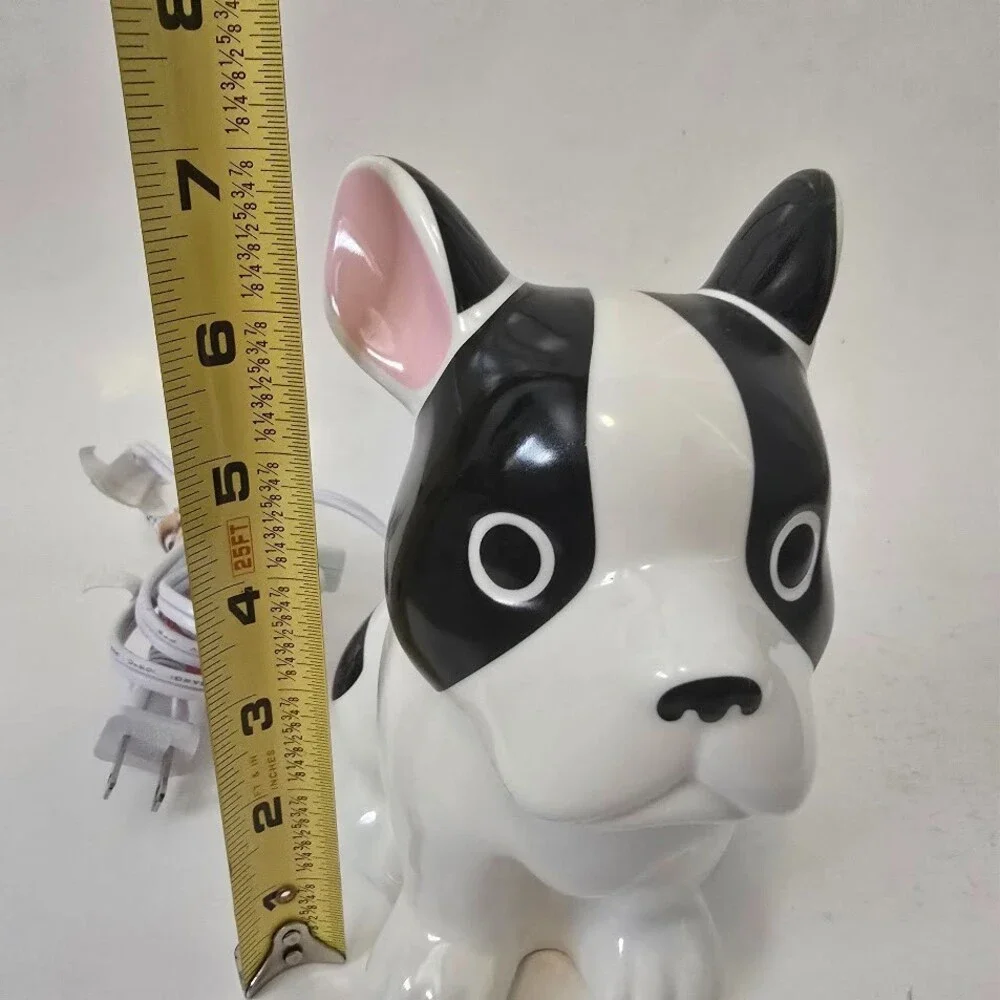 French Bulldog Black & White Ceramic Night Light Lamp